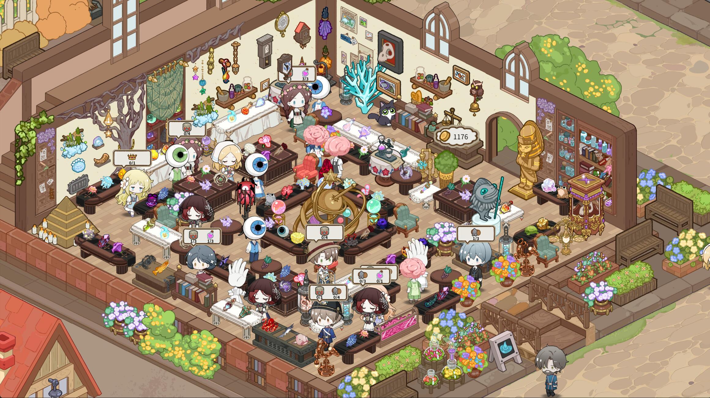Customers and staff browsing stocked shelves inside a Diamond City shop